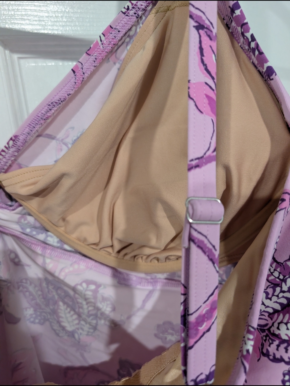 Lands' End Purple & Pink Floral Twist-Front Tankini Swim Top in Size 18 - Picture 12 of 12